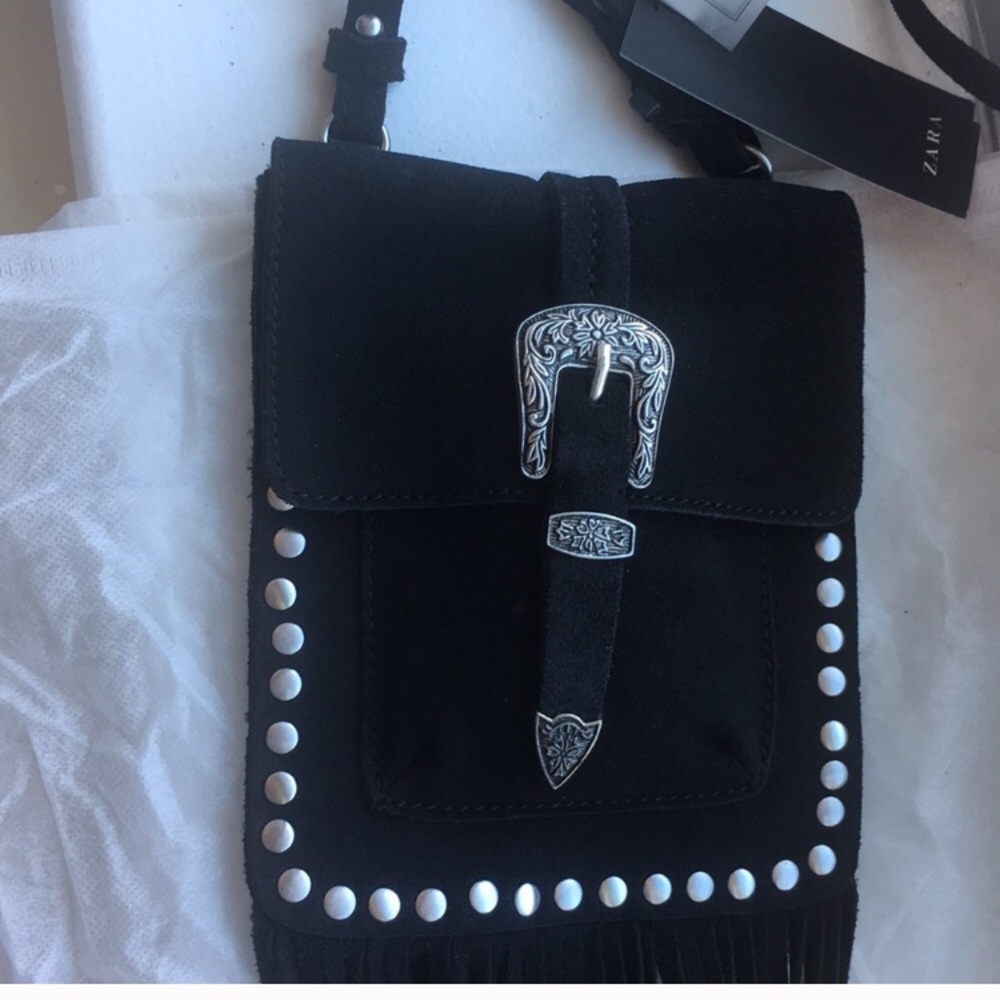 Zara Suede Bag with Fringes - Picture 3 of 7